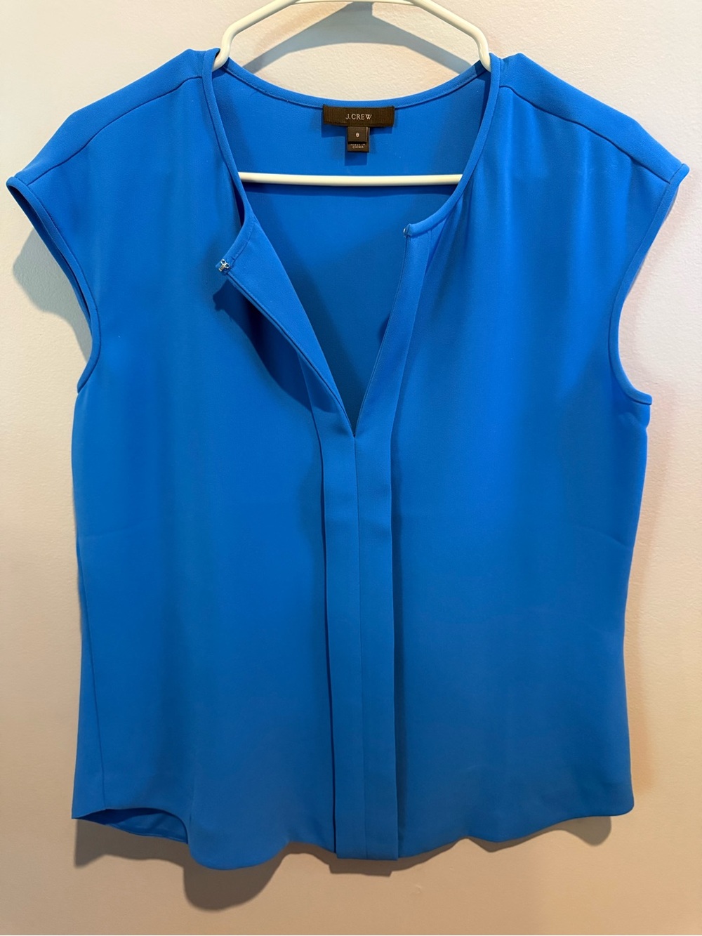 J. Crew Vibrant Blue Cap-Sleeve V-Neck Shell Top